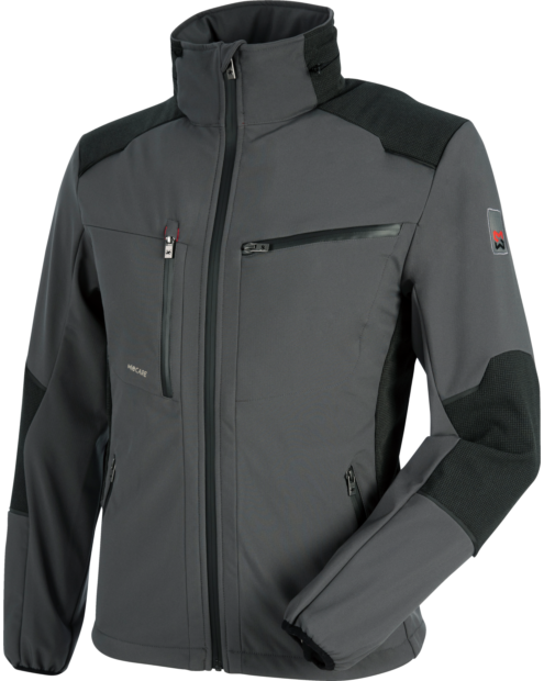 Wasserdichte und atmungsaktive Softshell-Jacke in Grau, modernes Design, praktisch und funktionell