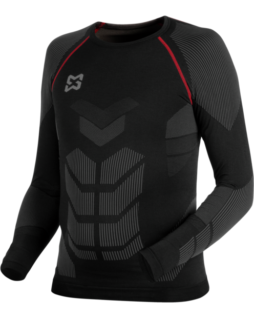 Langarm-Thermoshirt Basic schwarz rot