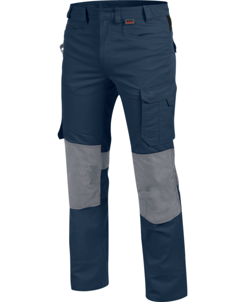 Praktische Bundhose, metallfreie Berufshose, Bundhose ISO 15797, Bundhose für Kfz-Berufe, Bundhose für Elektrike, Bundhose für Industrieberufe, blaue Arbeitshose, lange Bundhose