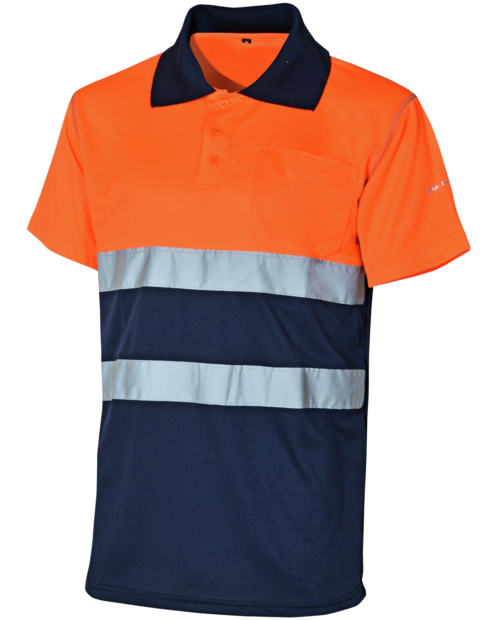 Warnschutz-Polo in Orange und Blau