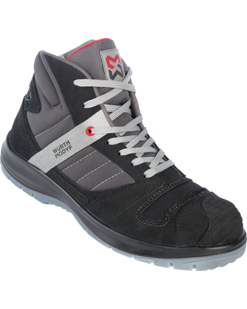 Atmungsaktiver Sicherheitsstiefel S3, aus Veloursleder, Farbe Schwarz, metallfrei, flexible CORDURA Stretcheinsätze, leicht & bequem, modernes Design