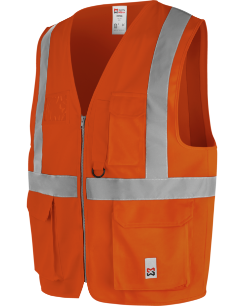 Gilet arancione alta visibilità Multipocket