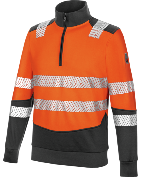 Felpa alta visibilità mezza zip Fluo arancione
