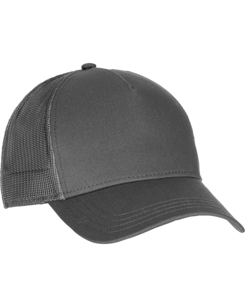 Graue Mesh Baseball Cap mit gebogenem Schirm und verstellbarem Snapback